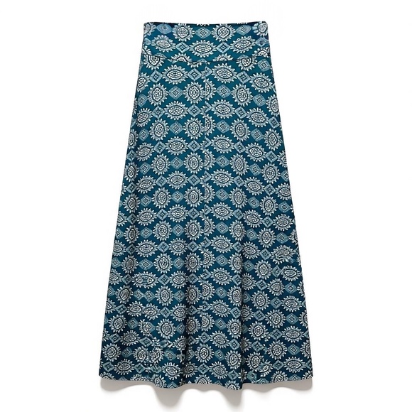 MARKET & SPRUCE STICH FIX Boho Maxi Skirt S Teal Medallion Hippie Tribal Coastal - Picture 3 of 9
